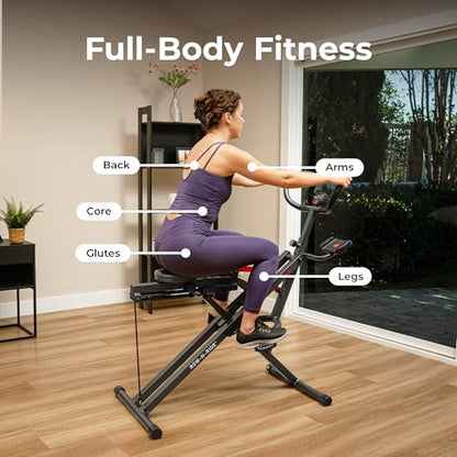 Sunny Health & Fitness Smart Heavy-Duty Row-N-Ride, Full-Body Squat Assist