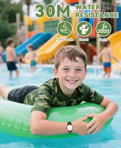 SOCICO Kids Analog Watch 30M Waterproof & Learning Time for Girls Boys - color: Camo-Green