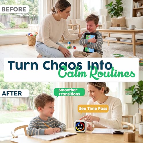 Digital Visual Timer for Kids - Calmer Routines & Transitions - color: White