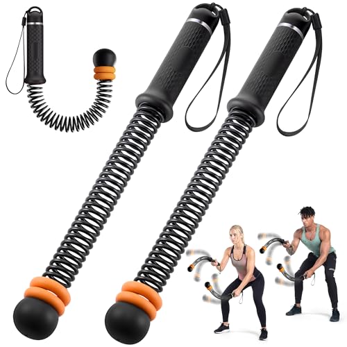 2 PCS Upgrade Weighted Ropeless Battle Ropes, Adjustable Resistance and Portable Ropeless Battle Ropes with Non Slip Handle,for Home Gym, HIIT, Strength and and Low-Impact Aerobic Training