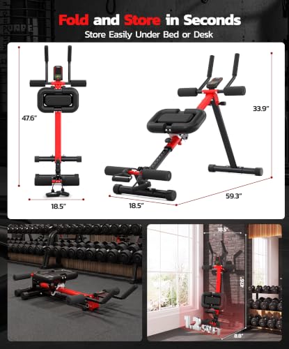 Ab Machine for Home, 2-in-1 Adjustable Ab Rowing Machine, Foldable