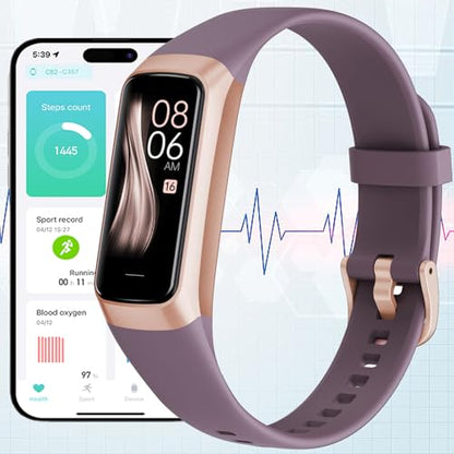 Fitness Tracker Watch, Smart Watch with Blood Pressure Heart Rate Sleep IP67 Waterproof Health Watches Fitness Activity Tracker Step Calorie Counter Pedometer Watches for Men Women Android iOS Phone - color: Purple-Fitness Activity Tracker Watch
