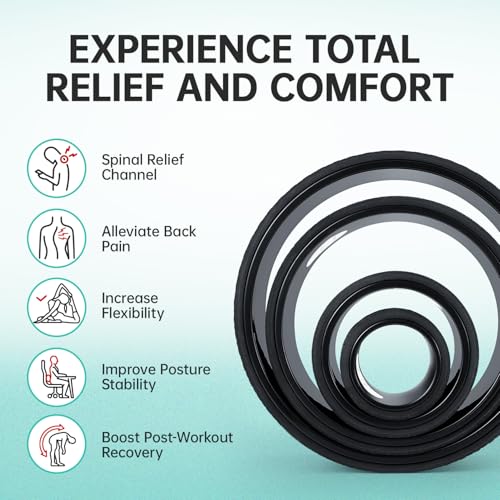 GymCope Back Roller Wheel 4 Pack Spine-Safe Groove, for Whole Family Yoga - color: Black, size: 4"+6"+10"+13"