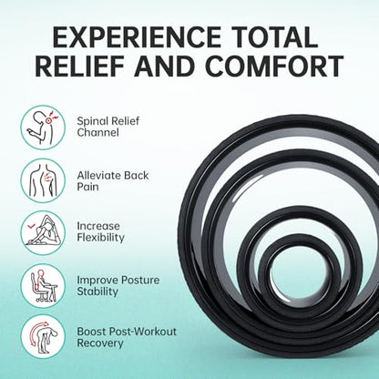 GymCope Back Roller Wheel 4 Pack Spine-Safe Groove, for Whole Family Yoga - color: Black, size: 4"+6"+10"+13"