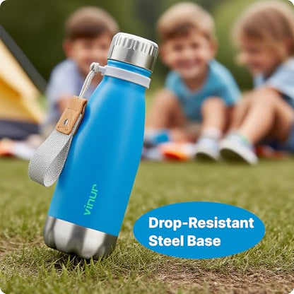 Kids Water Bottle-9 oz Leak Proof Insulated Water Bottle with Carry Rope - color: Sky Blue, size: 9 Ounces
