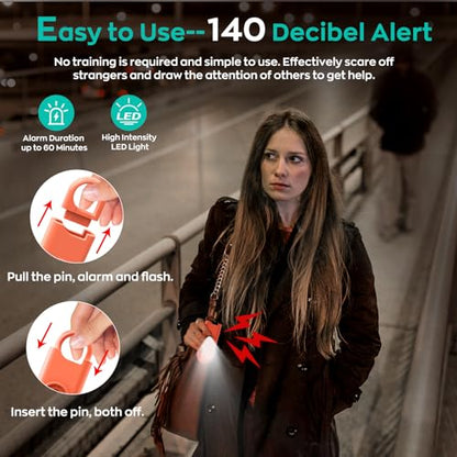 Fauxomor 140dB Personal Safety Alarm for Women 9pack Self Defense Keychain - color: 6 Colors+White+Green+Black