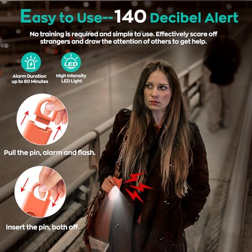 Fauxomor 140dB Personal Safety Alarm for Women 9pack Self Defense Keychain - color: 6 Colors+White+Green+Black