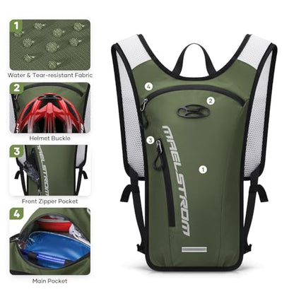 Maelstrom Hydration Backpack with 2L Water Bladder,Lightweight Running Vest - color: Army Green