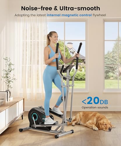 THERUN Elliptical Exercise Machine, Ultra-Quiet Magnetic Machine for Home - color: Aqua