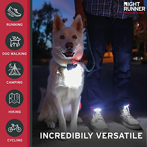 Night Tech Gear Running Shoe Lights – Hands-Free LED Lights for Runners, Trail Runners & Joggers – High Visibility Night Running Gear – Waterproof & Rechargeable - color: Red