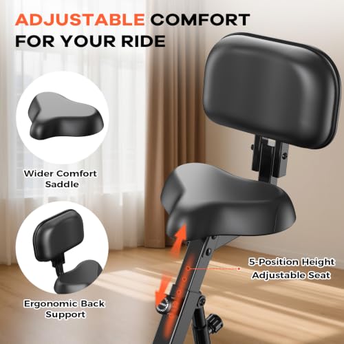 pooboo Folding Magnetic X‑Bike, Upright Exercise Bike for Home Gym - color: Orange