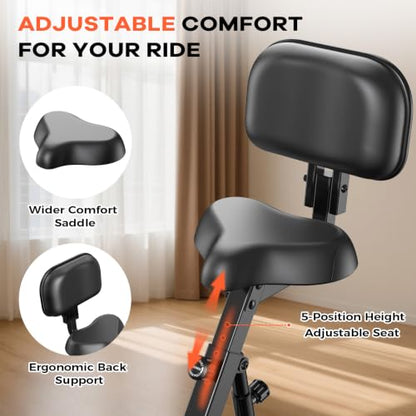 pooboo Folding Magnetic X‑Bike, Upright Exercise Bike for Home Gym - color: Orange