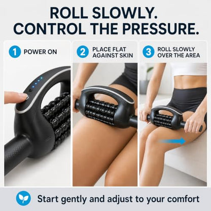 Lymphatic Drainage Massager with 8 Rotating Rollers – Electric Body Massage Roller for Legs, Arms, Stomach & Back – Rechargeable Deep Tissue Massager for Circulation, Recovery & Daily Wellness