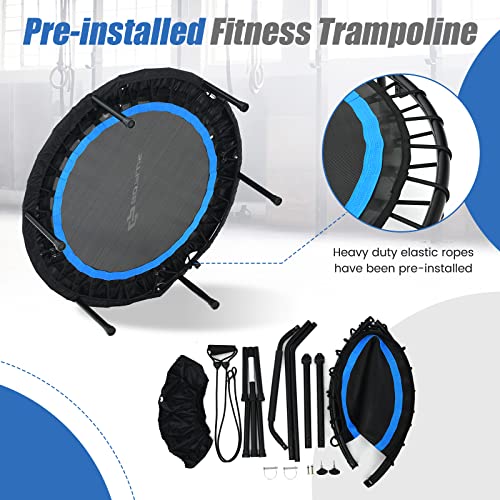 Goplus 40” Folding Fitness Trampoline w/ 2 Resistance Bands - color: Blue