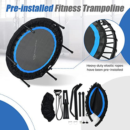 Goplus 40” Folding Fitness Trampoline w/ 2 Resistance Bands - color: Blue
