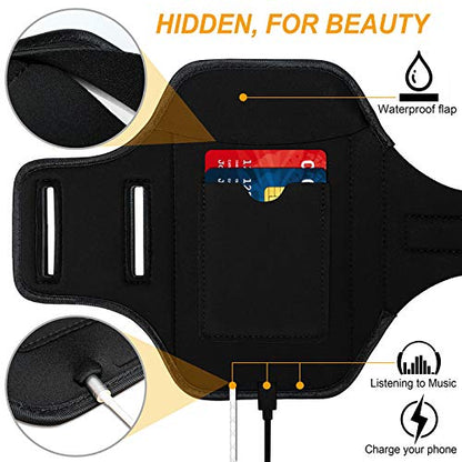 Water Resistant Running Armband for Samsung Galaxy S20 FE/S20+/S10+/S10 Lite/S9+/S8+,Galaxy A60/A51/A50/A32/A30/A20/A11/A10/A8S,with Fingerprint Touch,Adjustable Strap and Card Slot(Black)