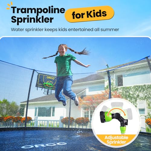 ORCC 1300LBS Weight Capacity Trampoline 16 15 12FT with Basketball Hoop Water Sprinkler Spiral Ground Stakes Outdoor Yard Trampolines for Kids Adults - size: 12FT
