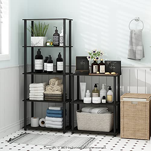 Furinno Turn-N-Tube Toolless 4-Tier Storage Shelves, Espresso - color: Espresso/Black, size: 4-Tier Round Tube