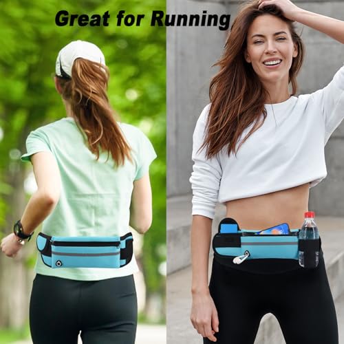Slim Running Belt Fanny Pack, Exercise Waist Pack Runners Bag Money Belt Phone Holder for Running Hiking Cycling Workout, Blue