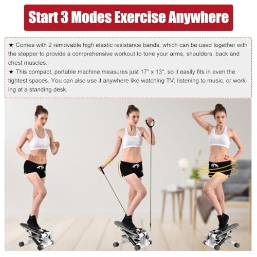 iMeshbean Steppers for Exercise at Home, Mini Stepper, Stair Stepper with 330LBS Weight Capacity, Home Fitness Stepper with LCD Monitor, Stepper Machine with Resistance Bands