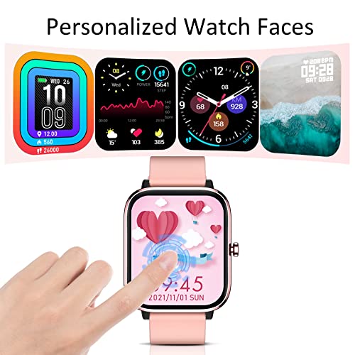 Smartwatch for Women - Call, Fitness Tracker, Heart Rate & Sleep Monitor, 1.69" Touch Screen, Waterproof - For Android & iPhone, Pink - color: Pink