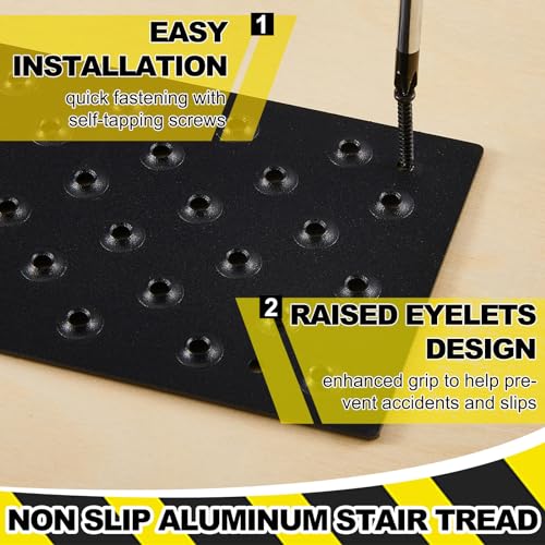 Gisafai 4 Pcs Aluminum Stair Treads Non Slip 30 x 3.75 Inch Metal - size: 30 x 3.75 Inch