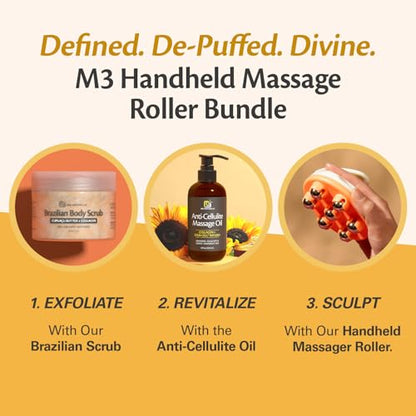 Lymphatic Drainage Roller for Body Sculpting & Cellulite, Orange by M3