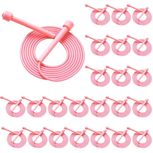Adjustable Jump Rope Bulk, 9.2 ft Tangle-Free Speed Skipping Rope for workouts, group training, teams, family and Gym Class - color: Pink, size: 24
