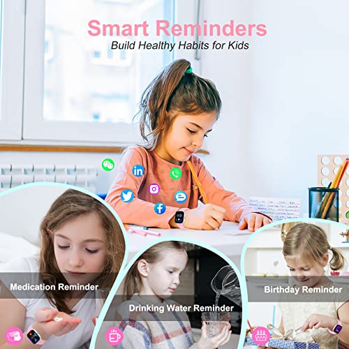 Kids Fitness Tracker Watch, IP68 Kids Waterproof Smart Watch - color: Pink