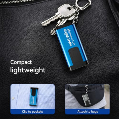 WARSTAR Keychain Flashlight with Personal Safety Alarm, 200LM Mini EDC Light, USB-C Rechargeable Emergency Siren for Women & Night Safety (6pack,Black*3&Blue*3) - color: 6pack,Black*3&Blue*3