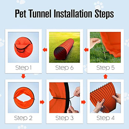 Dog Agility Tunnel, Dog Tunnel, Play, 18 Feet, Small, Medium, Large, Red - color: Red