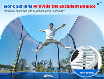 ORCC Oval Outdoor Trampoline with Safety Net - Recreational Gymnastics Trampoline for Kids, 1200LBS Capacity, Heavy-Duty Galvanized Steel Frame - size: 10*16FT