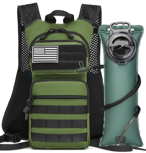 Insulated Hydration Pack Hiking Water Backpack Running Vest with 3L TPU Bladder Bag for Marathon Cycling Men - color: Army Green T