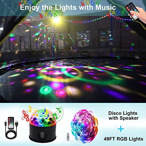 1500 LBS 8FT 12FT 14FT 16FT Trampoline for Kids and Adults, Outdoor Trampoline with Enclosure Net, Sprinkler, Water Ball, Large Trampoline with Lights with Music Speaker, Socks - ASTM Approved - color: Black 12FT