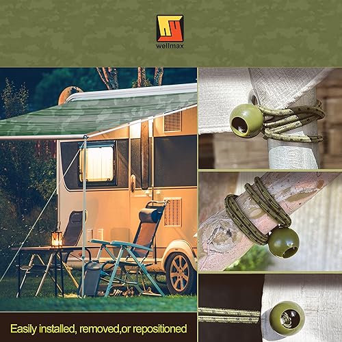 Wellmax 100 Pack 6 Inch Ball Bungee Cords, Heavy Duty 5mm, Green Camo - color: 6 Inch Camo Green