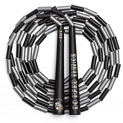 Elite Jumps Edge Beaded Adjustable Jump Rope, Do Hard Things - color: Silver & Black