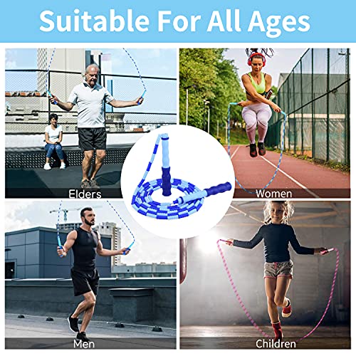 Leeboom Jump Rope, Adjustable Length Tangle-Free Segmented Soft Beaded Skipping Rope, Fitness Jump Rope for Kids, Man, and Women Weight Loss 9.2 Feet - color: Green+Pink