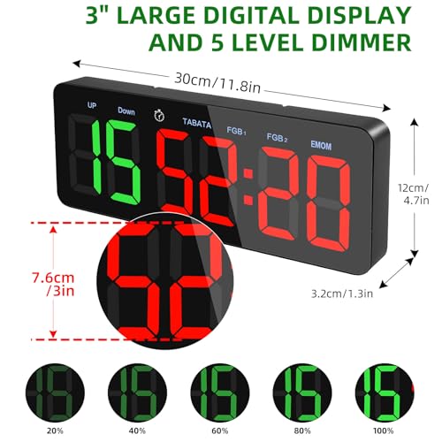 PELLOR Gym Timer Clock, Interval Timer for Home Gym Room - color: Green-red