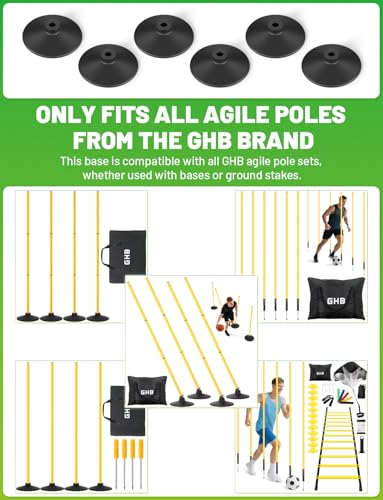 GHB Speed Agility Training Equipment, 6 Agility Poles Plus 6 Rubber Base