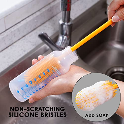 Silicone Bottle Brush, Long Handle Bottle Cleaner Brush, Charcoal - color: Charcoal