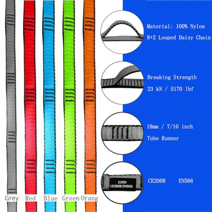 53 Inches Nylon Daisy Chains Rope Climbing Lanyard Straps Looped Strong Slings 23 kN Aerial Yoga Webbing - color: 2PCS Grey