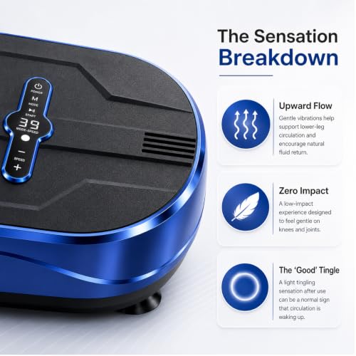 Natini Vibration Plate Exercise Machine, 990 Speed Levels Whole Body Vibrating Plate for Lymphatic Drainage, Home Workout Equipment with Resistance Bands, Remote, 330 lbs Capacity for Home Gym - color: Blue