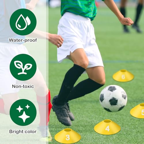 10 Pcs Numbered Sports Disc Cone with Mesh Carry Bag - color: Yellow