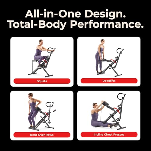 Sunny Health & Fitness Smart Heavy-Duty Row-N-Ride, Full-Body Squat Assist