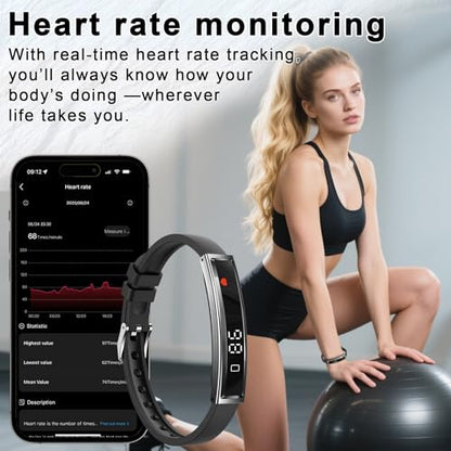 Efolen Smart Bracelet for Women,Ultralight Fitness Tracker Smart Wristband with Heart Rate/Blood Oxygen/Sleep Monitor/Pedometer,Slim Smartwatch for Android iPhone,Activity Tracker,2 Band,Black - color: Black