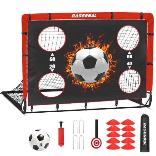 BaseGoal Portable Soccer Goals for Backyard, 5x4ft,Easy Set up - color: Red Black