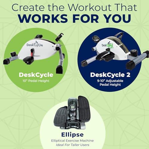 DeskCycle Under Desk Bike Pedal Exerciser - Stationary Bikes for Home & Office - Standard and Adjustable Height Versions - size: Standard Height, style: White