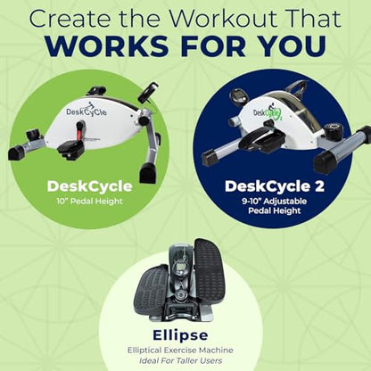 DeskCycle Under Desk Bike Pedal Exerciser - Stationary Bikes for Home & Office - Standard and Adjustable Height Versions - size: Standard Height, style: White