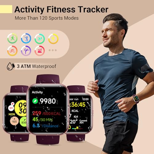 Smart Watches for Women, Smart Watch for Android Phones & iPhone, Fitness Watches for Women with Alexa, Call & Notification Alerts, Tracks Heart Rate/Sleep Smartwatches (Dark Purlple, 1.8 inches) - color: Rose Purple