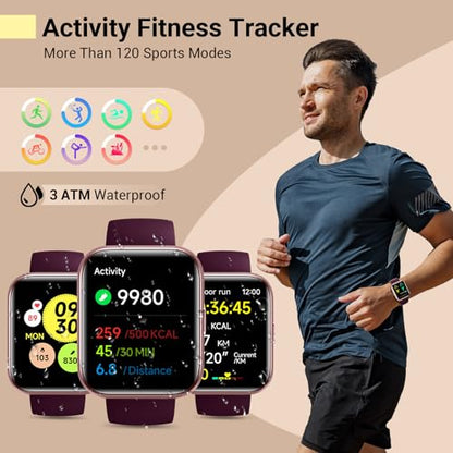 Smart Watches for Women, Smart Watch for Android Phones & iPhone, Fitness Watches for Women with Alexa, Call & Notification Alerts, Tracks Heart Rate/Sleep Smartwatches (Dark Purlple, 1.8 inches) - color: Rose Purple